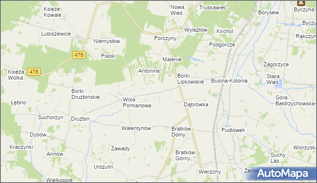 mapa Wyrębów gmina Zadzim, Wyrębów gmina Zadzim na mapie Targeo