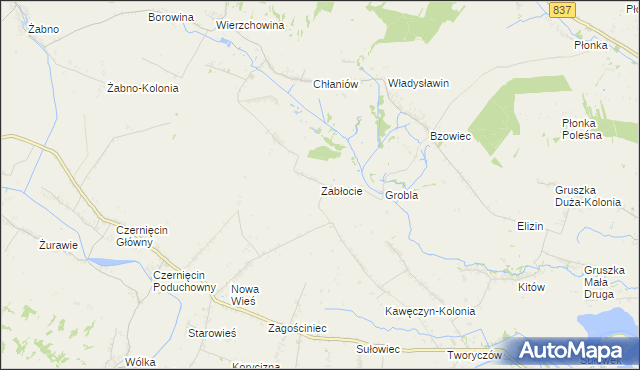 mapa Zabłocie gmina Turobin, Zabłocie gmina Turobin na mapie Targeo