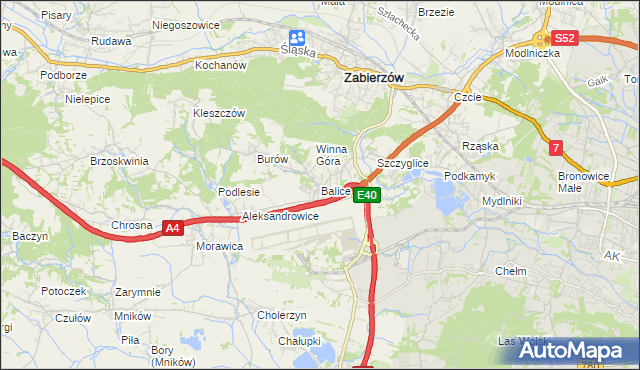 mapa Balice gmina Zabierzów, Balice gmina Zabierzów na mapie Targeo