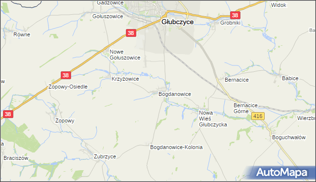 mapa Bogdanowice, Bogdanowice na mapie Targeo
