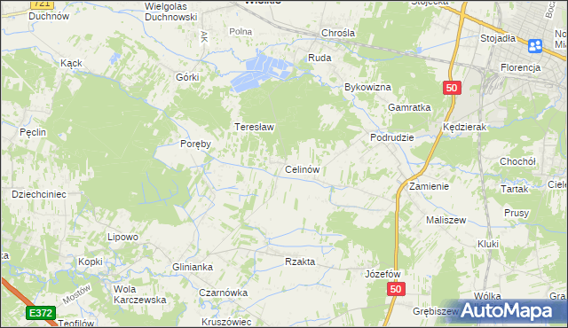 mapa Celinów gmina Dębe Wielkie, Celinów gmina Dębe Wielkie na mapie Targeo