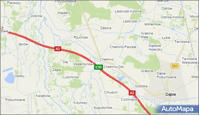 mapa Chełmno gmina Dąbie, Chełmno gmina Dąbie na mapie Targeo