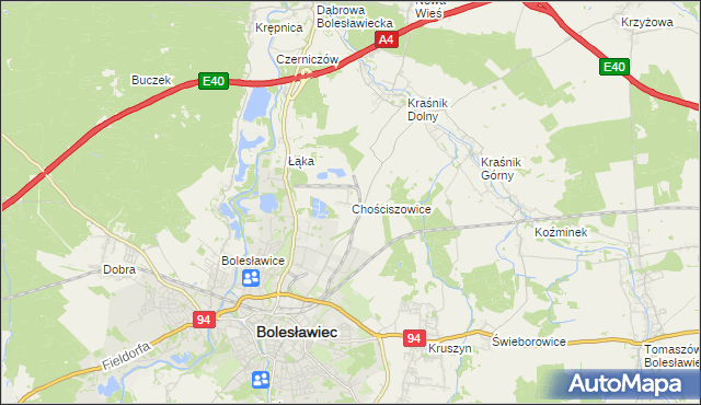 mapa Chościszowice, Chościszowice na mapie Targeo