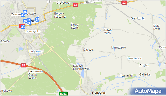 mapa Dąbcze, Dąbcze na mapie Targeo