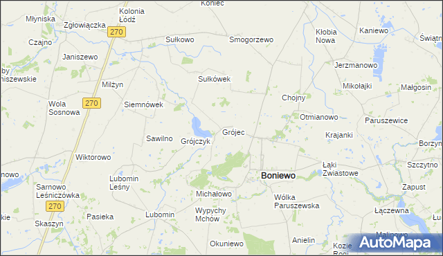 mapa Grójec gmina Boniewo, Grójec gmina Boniewo na mapie Targeo