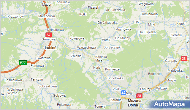 mapa Kasinka Mała, Kasinka Mała na mapie Targeo