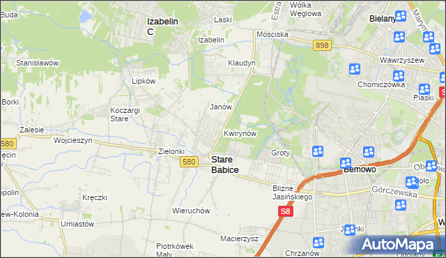 mapa Kwirynów gmina Stare Babice, Kwirynów gmina Stare Babice na mapie Targeo