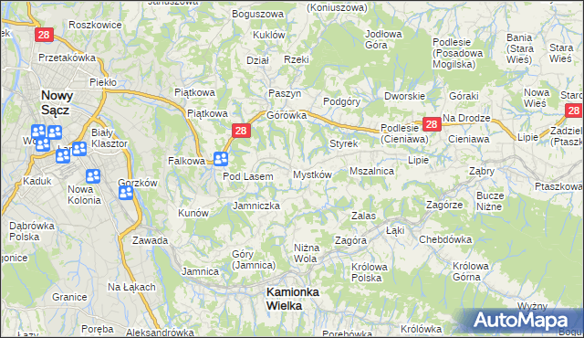 mapa Mystków, Mystków na mapie Targeo