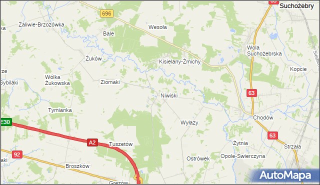 mapa Niwiski, Niwiski na mapie Targeo