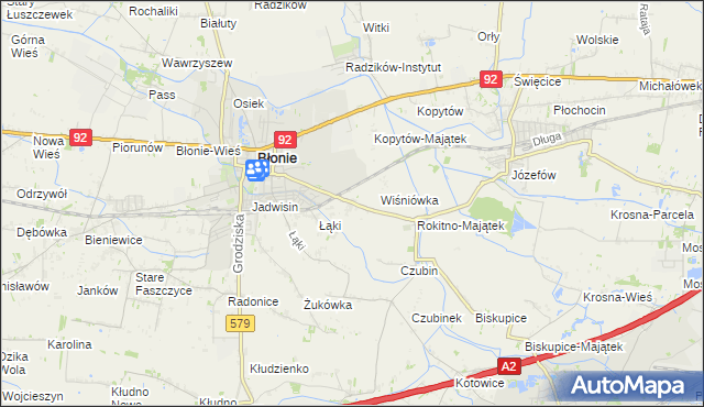 mapa Rokitno gmina Błonie, Rokitno gmina Błonie na mapie Targeo
