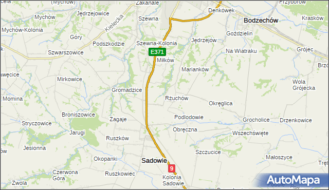 mapa Rżuchów, Rżuchów na mapie Targeo