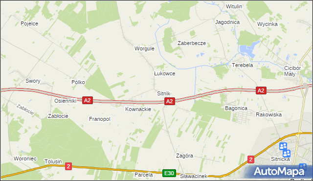 mapa Sitnik gmina Biała Podlaska, Sitnik gmina Biała Podlaska na mapie Targeo