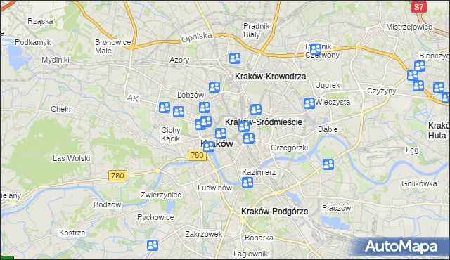 mapa Stare Miasto gmina Kraków, Stare Miasto gmina Kraków na mapie Targeo