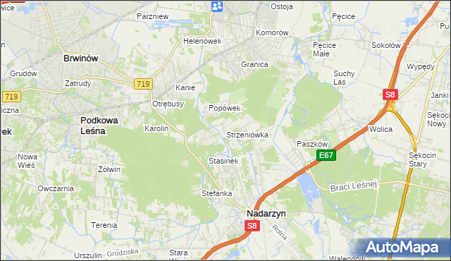 mapa Strzeniówka, Strzeniówka na mapie Targeo