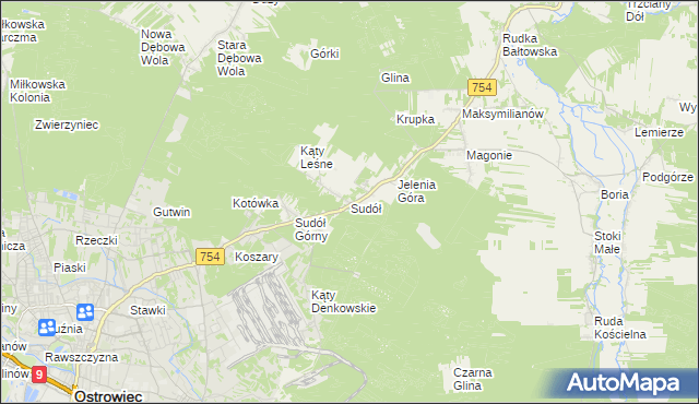 mapa Sudół gmina Bodzechów, Sudół gmina Bodzechów na mapie Targeo