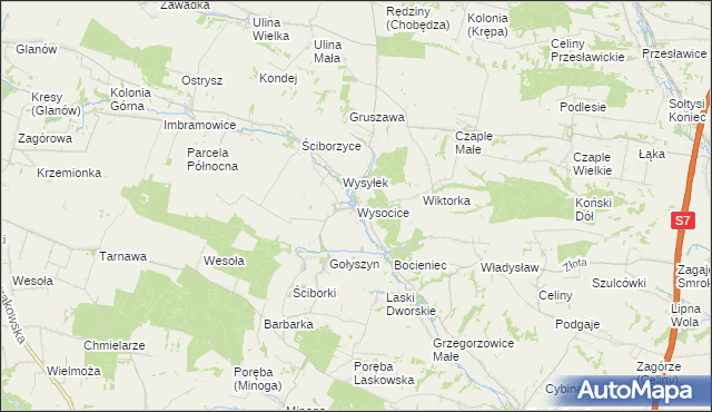 mapa Wysocice, Wysocice na mapie Targeo