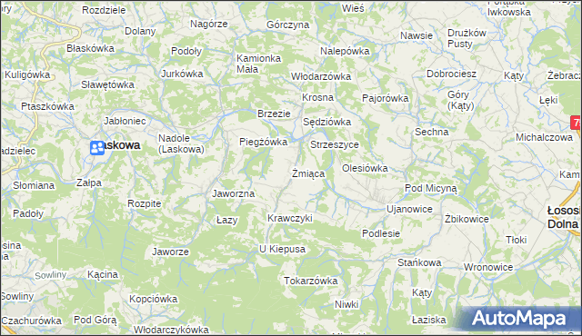 mapa Żmiąca, Żmiąca na mapie Targeo