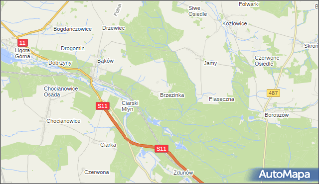 mapa Brzezinka gmina Kluczbork, Brzezinka gmina Kluczbork na mapie Targeo