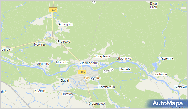 mapa Chraplewo gmina Obrzycko, Chraplewo gmina Obrzycko na mapie Targeo