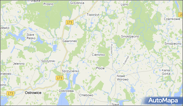 mapa Cieminko, Cieminko na mapie Targeo