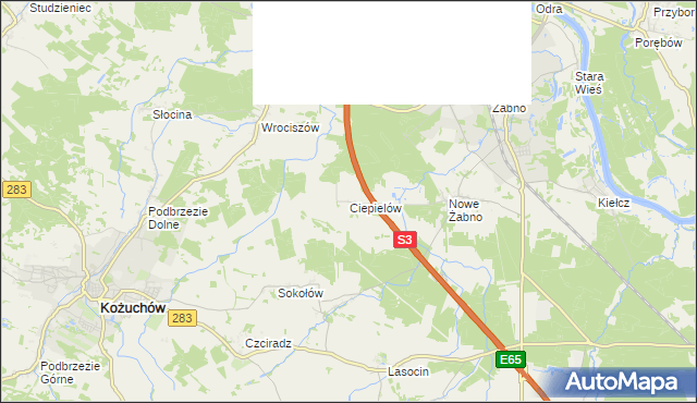 mapa Ciepielów gmina Nowa Sól, Ciepielów gmina Nowa Sól na mapie Targeo