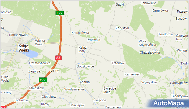 mapa Książ Mały-Kolonia, Książ Mały-Kolonia na mapie Targeo