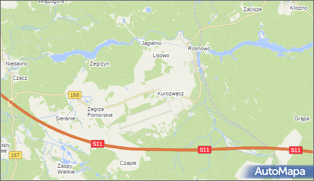 mapa Kurozwęcz, Kurozwęcz na mapie Targeo