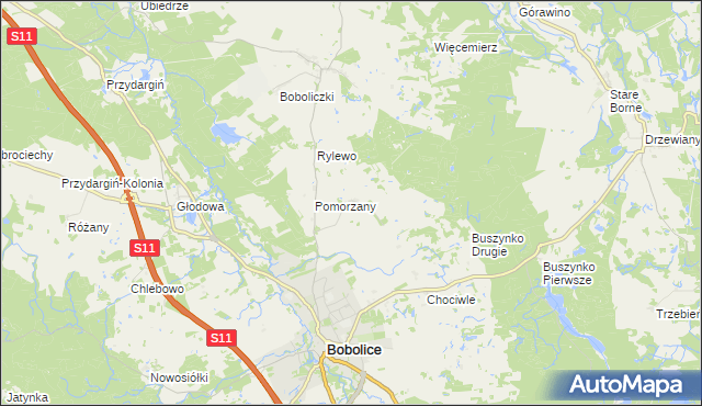 mapa Radwanki gmina Bobolice, Radwanki gmina Bobolice na mapie Targeo