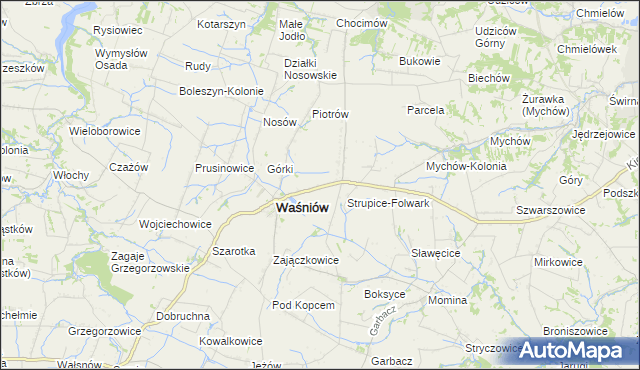 mapa Strupice gmina Waśniów, Strupice gmina Waśniów na mapie Targeo
