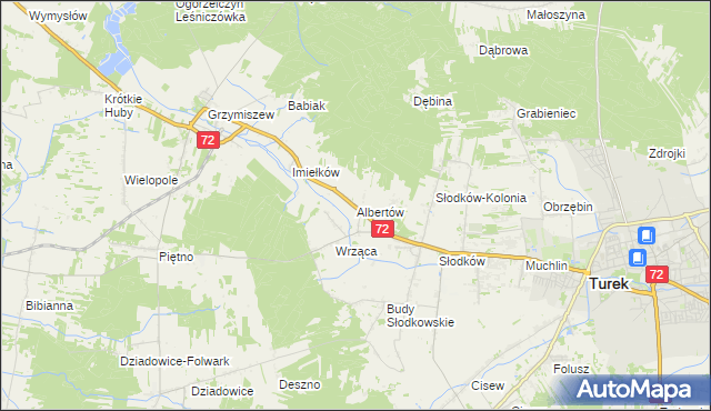 mapa Albertów gmina Turek, Albertów gmina Turek na mapie Targeo