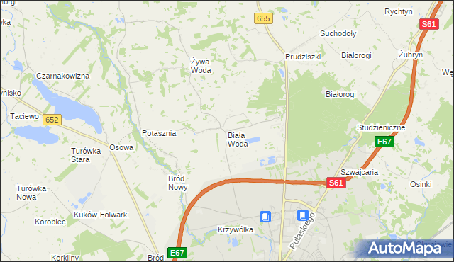 mapa Biała Woda gmina Suwałki, Biała Woda gmina Suwałki na mapie Targeo