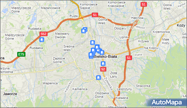 mapa Bielsko-Białej, Bielsko-Biała na mapie Targeo