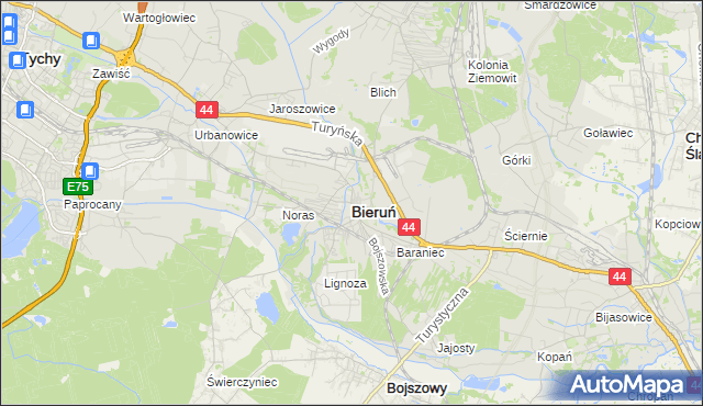 mapa Bieruń, Bieruń na mapie Targeo