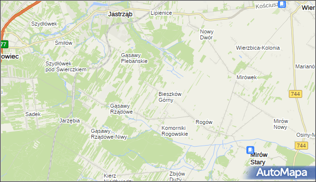 mapa Bieszków Górny, Bieszków Górny na mapie Targeo