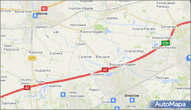 mapa Biskupice gmina Brwinów, Biskupice gmina Brwinów na mapie Targeo