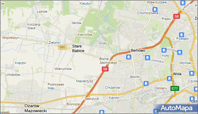 mapa Blizne Jasińskiego, Blizne Jasińskiego na mapie Targeo