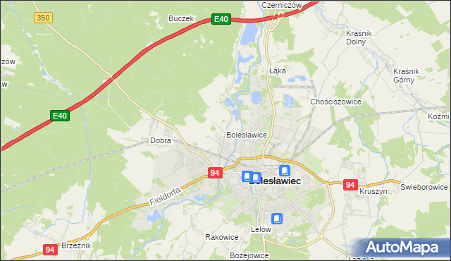 mapa Bolesławice gmina Bolesławiec, Bolesławice gmina Bolesławiec na mapie Targeo