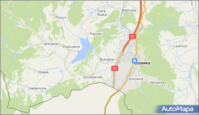 mapa Bukówka gmina Lubawka, Bukówka gmina Lubawka na mapie Targeo