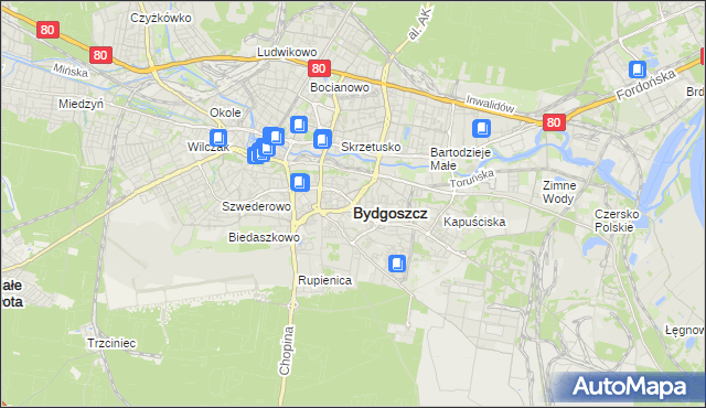 mapa Bydgoszczy, Bydgoszcz na mapie Targeo