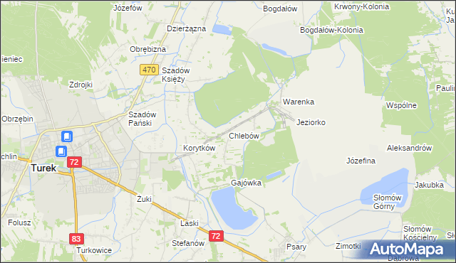 mapa Chlebów gmina Turek, Chlebów gmina Turek na mapie Targeo