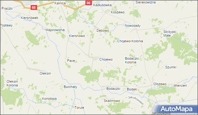 mapa Chojewo, Chojewo na mapie Targeo