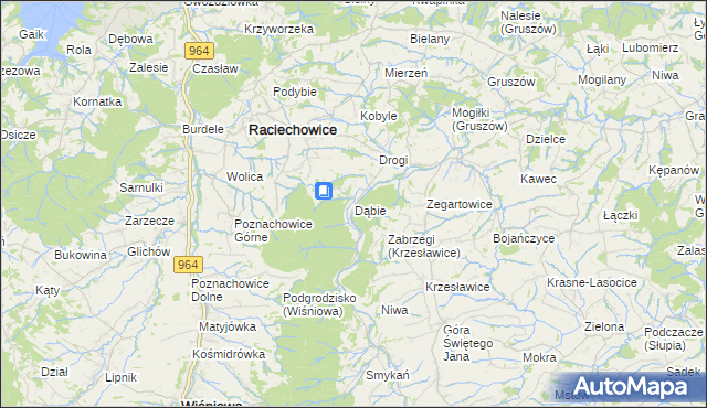 mapa Dąbie gmina Raciechowice, Dąbie gmina Raciechowice na mapie Targeo