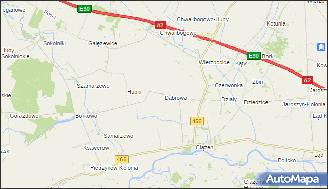 mapa Dąbrowa gmina Lądek, Dąbrowa gmina Lądek na mapie Targeo