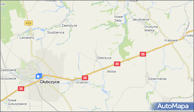 mapa Debrzyca, Debrzyca na mapie Targeo