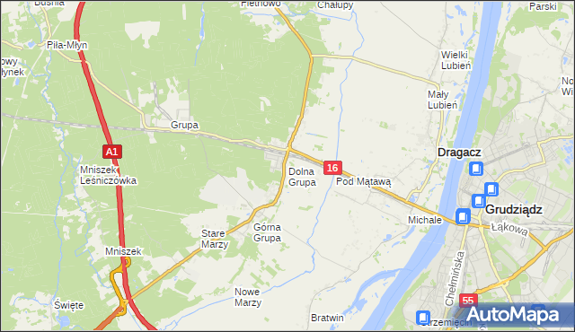 mapa Dolna Grupa, Dolna Grupa na mapie Targeo