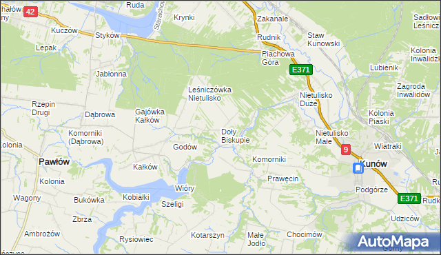 mapa Doły Biskupie, Doły Biskupie na mapie Targeo