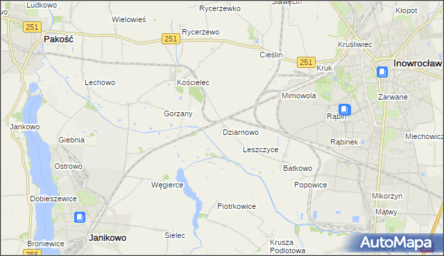 mapa Dziarnowo gmina Pakość, Dziarnowo gmina Pakość na mapie Targeo