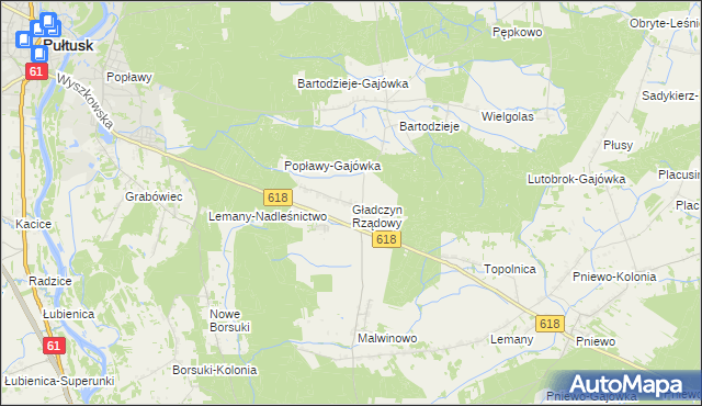 mapa Gładczyn Rządowy, Gładczyn Rządowy na mapie Targeo