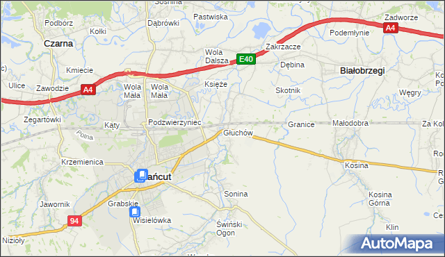 mapa Głuchów gmina Łańcut, Głuchów gmina Łańcut na mapie Targeo