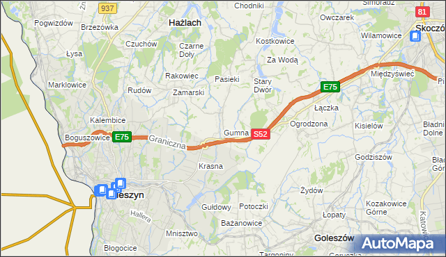 mapa Gumna, Gumna na mapie Targeo